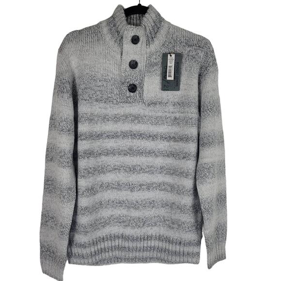 Amongst Others Shades of Gray Cream Striped Men's Winter Warm Sweater M NWT - Picture 1 of 6